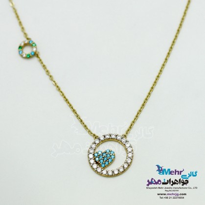 Gold Necklace - Heart and Circle Design-MM0468